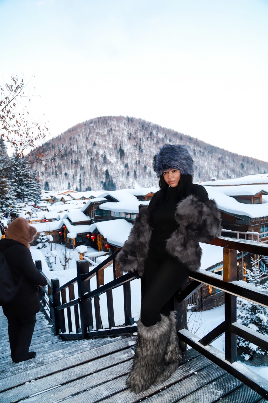 Jennifer in a snowy travel destination